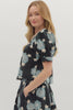 Top - Floral Print Puff Shoulder - Black - Findlay Rowe Designs
