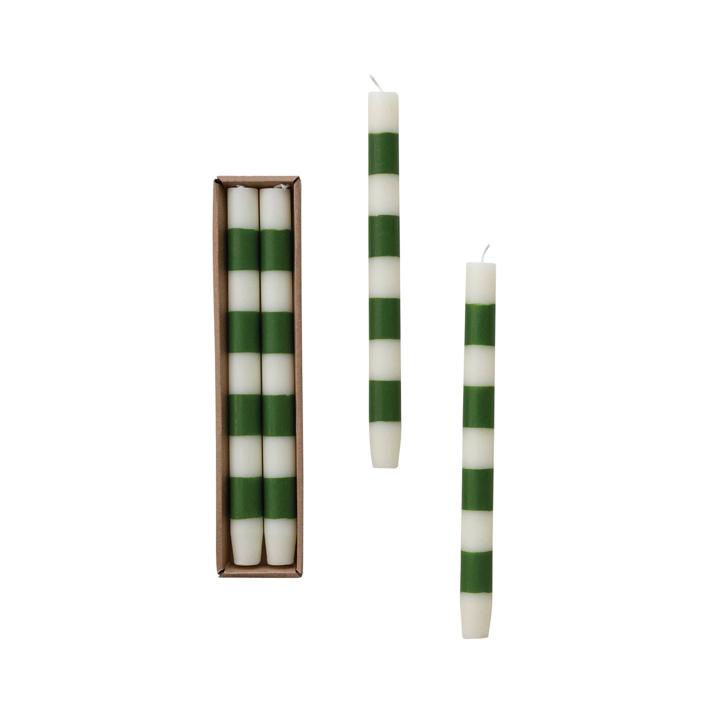 Tapers - Green White Stripe - Set of 2 - Findlay Rowe Designs