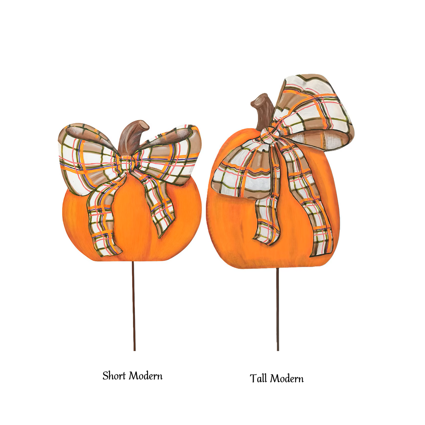 Round Top - Stake - Modern Plaid Pumpkin - Findlay Rowe Designs