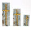 Cross - Handpainted Wood Blocks - Blues - Findlay Rowe Designs