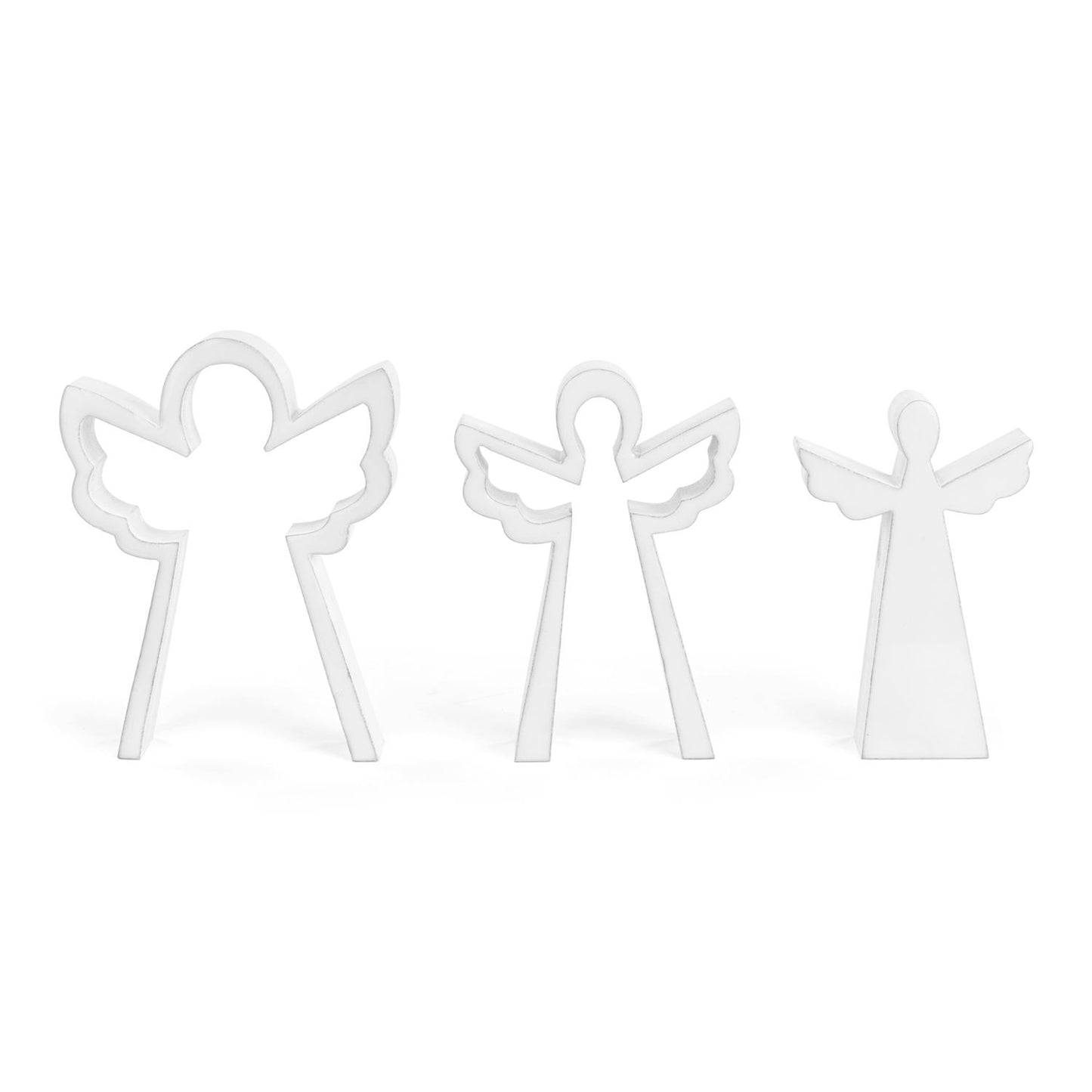 Nesting Angel Figures - White Enamel Wood - 6x8in
