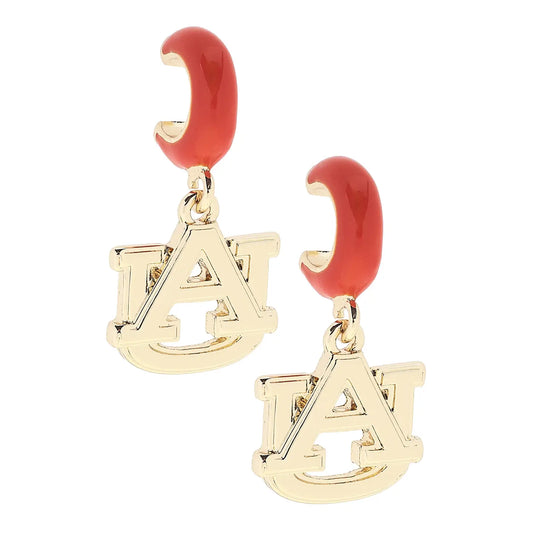 Earrings - Huggie Hoop - Auburn AU - Orange Shiny Gold
