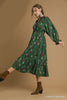 Umgee - Dress - Striped Floral Print Midi - Forest Green - Findlay Rowe Designs