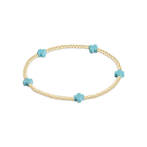 Enewton - EGirl Signature Cross Gold Small 2mm Bracelet - Turquoise - Findlay Rowe Designs