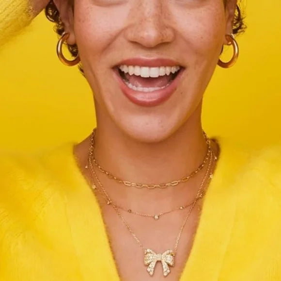 Kendra Scott - Necklace - Krista Gold Bow Short Pendant - Gold White Mix - Findlay Rowe Designs