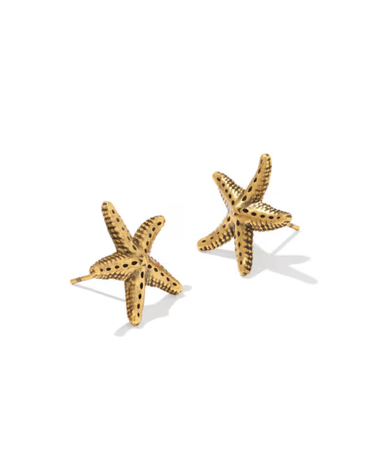 Kendra Scott - Earrings -  Parker Starfish Vintage Gold Metal - Findlay Rowe Designs