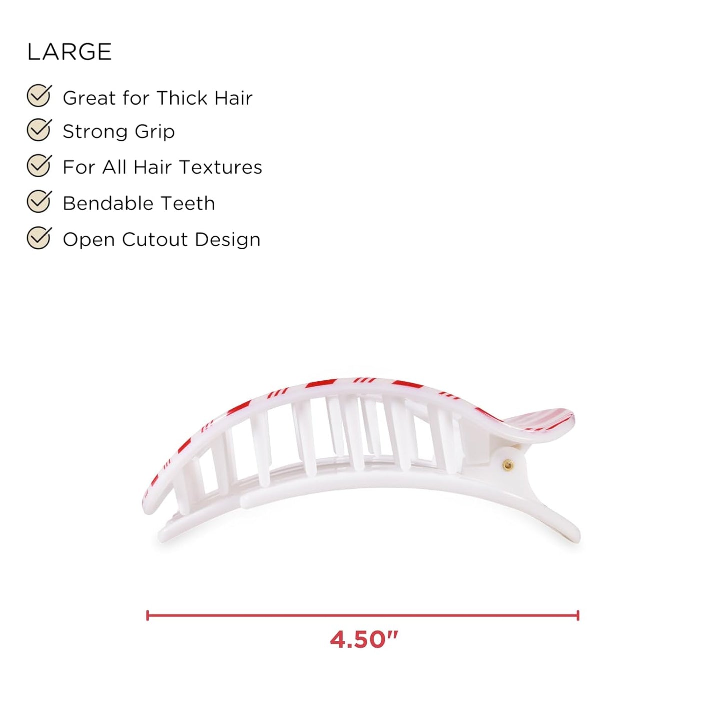 Teleties - Flat Round Clip - Candy Cane Crush - Large