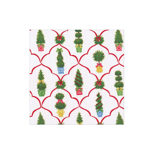 Caspari - Cocktail Napkins - Petit Jardin de Noel