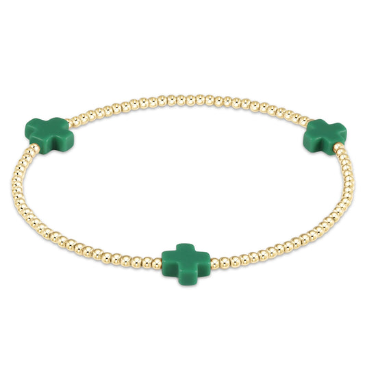 Enewton - Signature Cross 2mm Gold Bracelet - Emerald