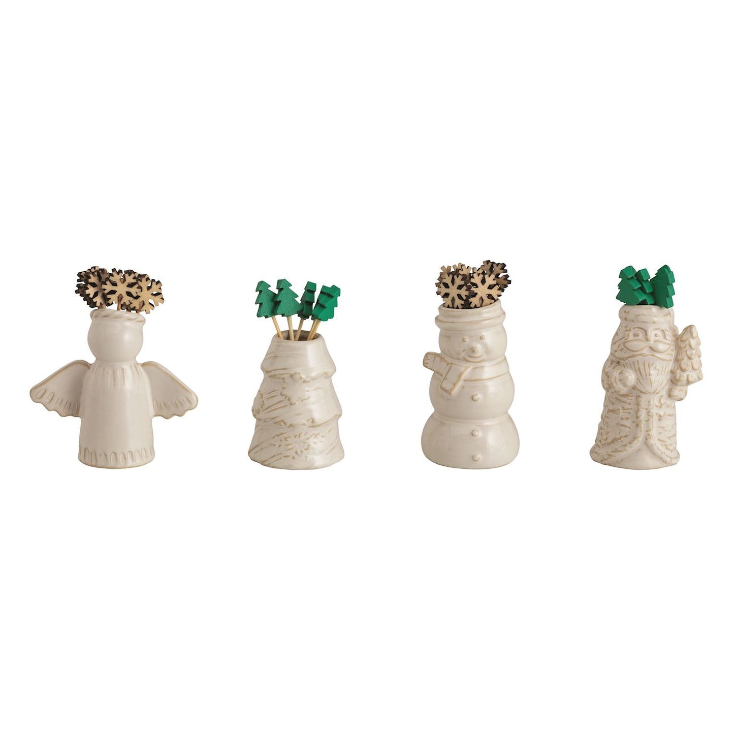Mud Pie - White Christmas Toothpick Holder Sets