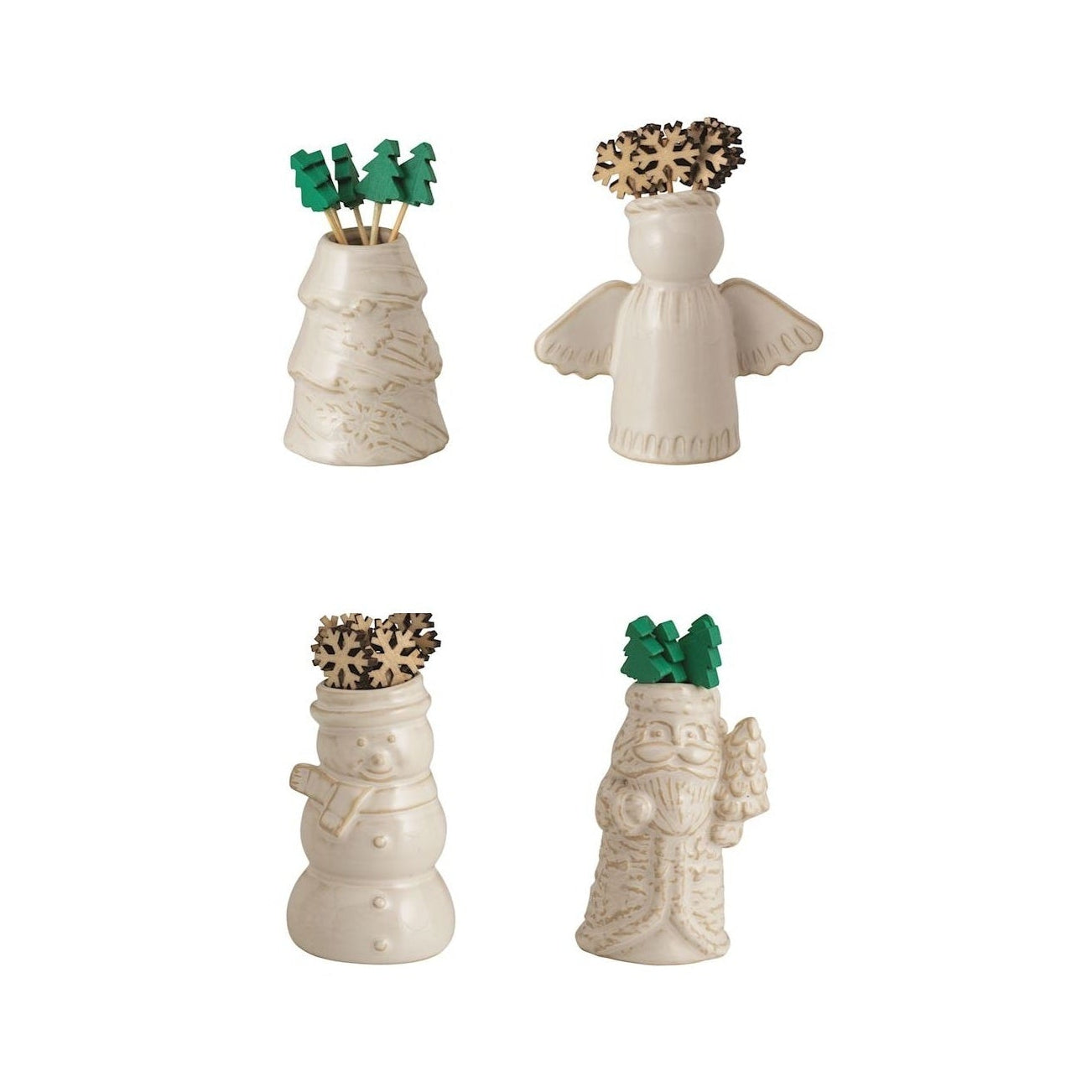 Mud Pie - White Christmas Toothpick Holder Sets