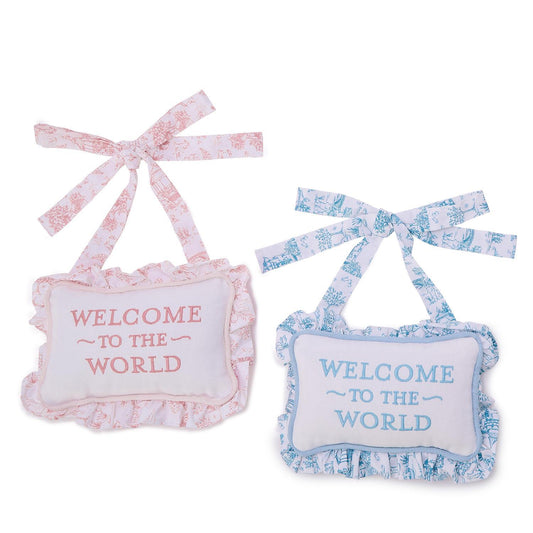 Baby - Pillow Door Hanger - Welcome to the World - Findlay Rowe Designs