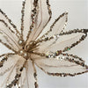 Poinsettia Stem - Glitz Sheer Wired - Ivory/Gold
