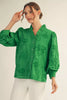 Jodifil - Top - Embroidered Ruffled Neckline - Kelly Green - Findlay Rowe Designs