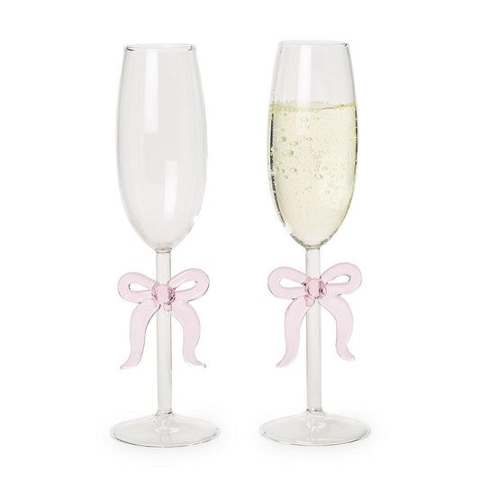 Champagne Glass - Pink Bow