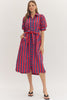Entro - Dress - Midi  Button-down Striped - Red Navy - Findlay Rowe Designs