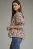 Entro - Top - Puff Sleeve Ruffle Gingham Trim - Floral Ecru - Findlay Rowe Designs