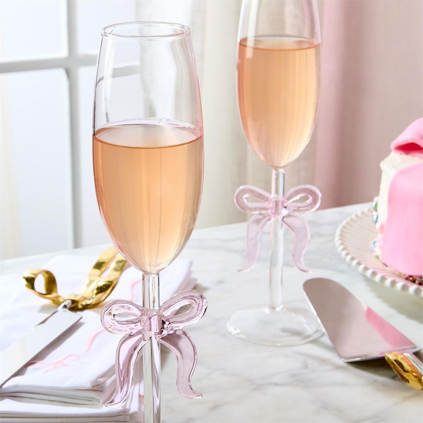Champagne Glass - Pink Bow