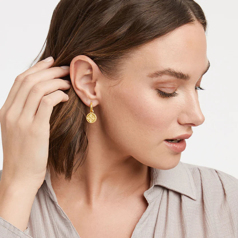 Julie Vos- Fleur-de-Lis Hoop & Charm Earring - Iridescent Chalcedony Blue - Findlay Rowe Designs