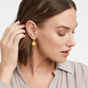 Julie Vos- Fleur-de-Lis Hoop & Charm Earring - Iridescent Chalcedony Blue - Findlay Rowe Designs