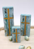 Cross - Handpainted Wood Blocks - Blues - Findlay Rowe Designs