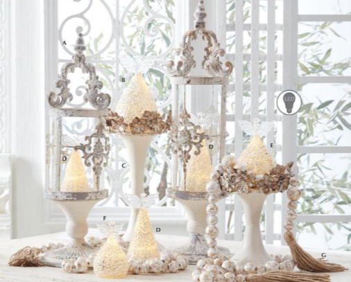 Ornament - LED Angel Gold & White Seed Bead