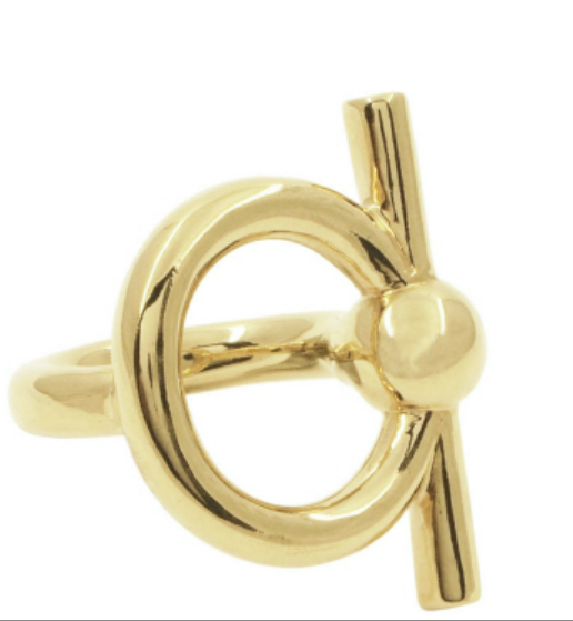 CXC- Gold Plated ring circle with bar- Large