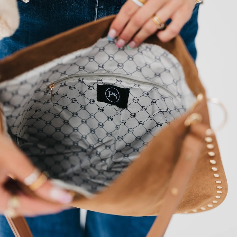 Pretty Simple Bags -  Rosalie Rivet Suede Hobo - Chocolate - Findlay Rowe Designs