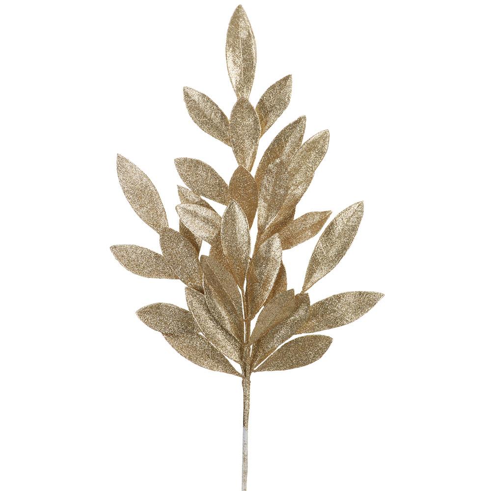 Allstate Floral - 21" Glittered Bay Leaf Spray  Champagne - Findlay Rowe Designs