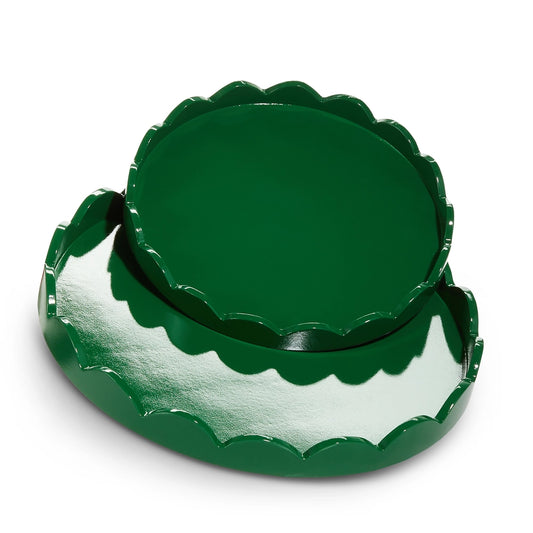 Scalloped Tray - Round - Green