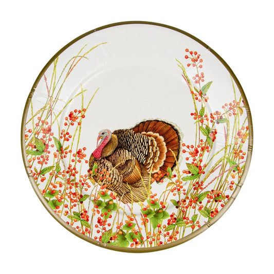 Caspari - Dinner Plate  - Turkey And Berries - Findlay Rowe Designs