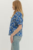 Entro - Top - Floral V Neck - Applique Blue - Findlay Rowe Designs