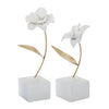 White Resin Gold Metal Stem Flowers on Base - Findlay Rowe Designs