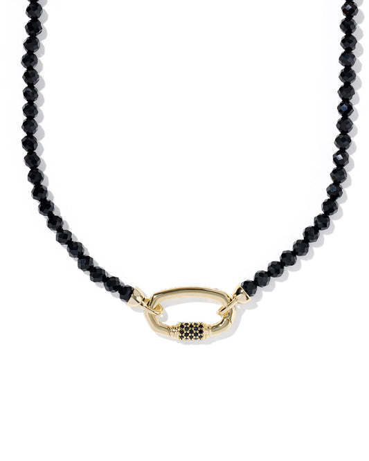 Emery Beaded Strand Necklace Gold Black Agate - Findlay Rowe Designs