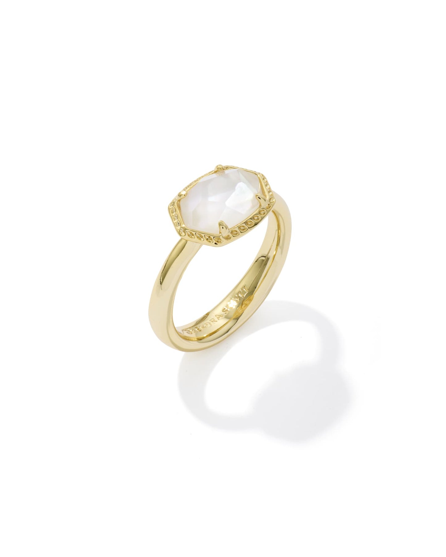 Kendra Scott - Ring - Daphne Frame Band - Gold Ivory Mother of Pearl - Size 8