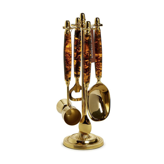 Bar Set with Stand - 4Pc Tortoise Print