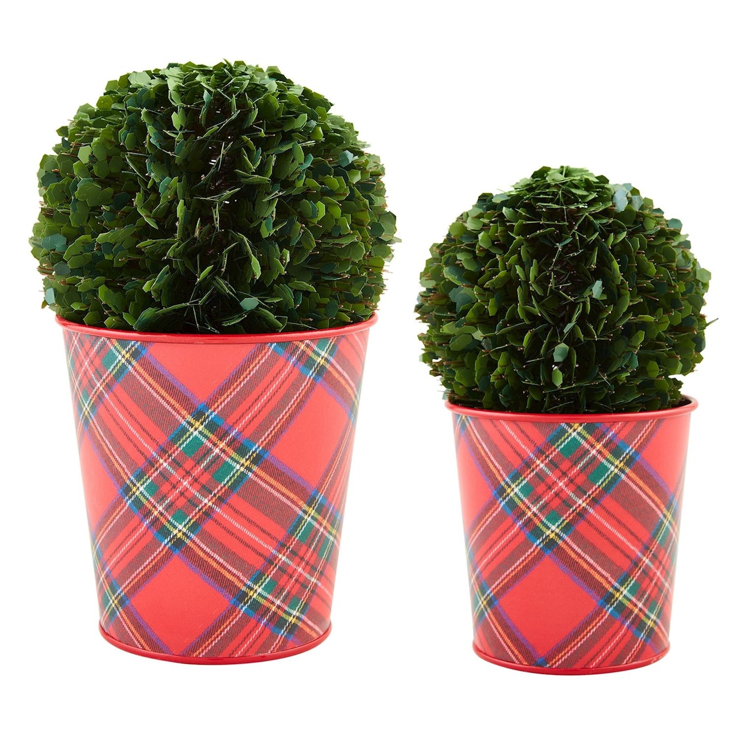 Mud Pie - Boxwood Tartan Pots