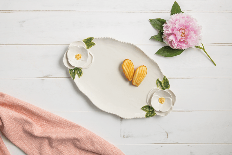 Mud Pie - Platter - White Flower - Findlay Rowe Designs