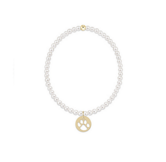 Enewton - Classic Pearl 3mm Bracelet - Paw Print Gold Charm - Findlay Rowe Designs