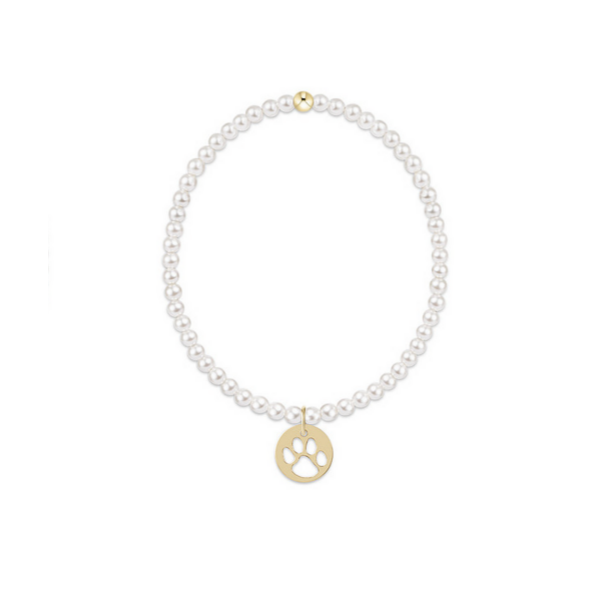 Enewton - Classic Pearl 3mm Bracelet - Paw Print Gold Charm - Findlay Rowe Designs