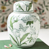 Ginger Jar with Lid - 7.5in Primrose and Lotus Chinoiserie - Green - Findlay Rowe Designs