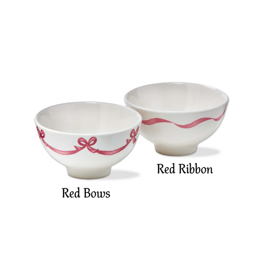 Dip Bowl - Very Merry Red Ribbon or Bows