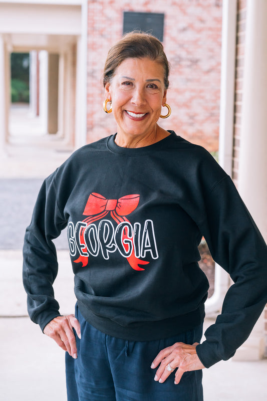 Sweatshirt - Georgia Red Bow - Black - Findlay Rowe Designs