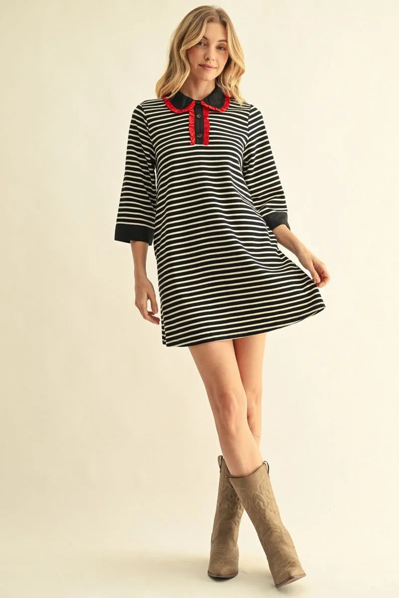 Jodifl - Dress - Collared Mini - Red and Black - Findlay Rowe Designs