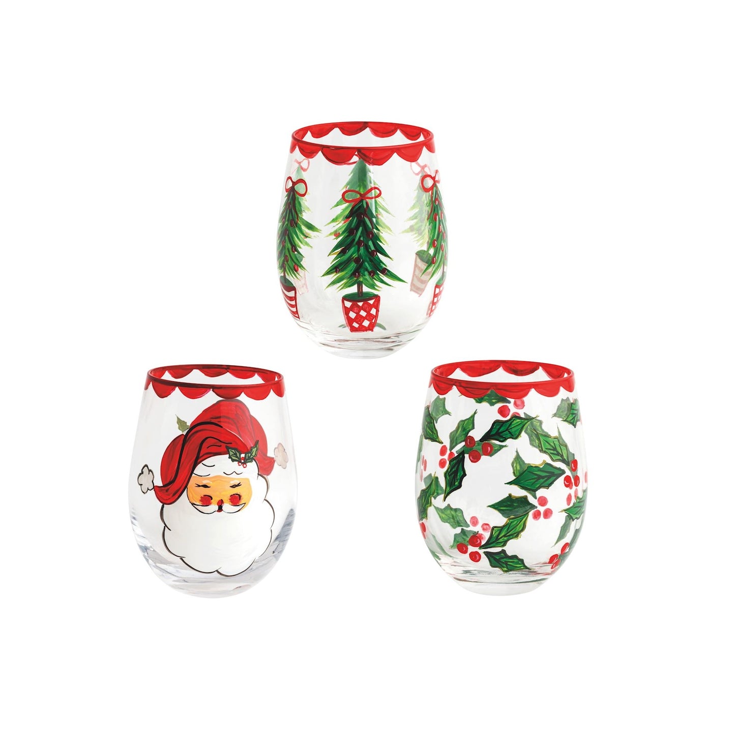 Mud Pie - Stemless Wine - Hand-painted Christmas - Findlay Rowe Designs