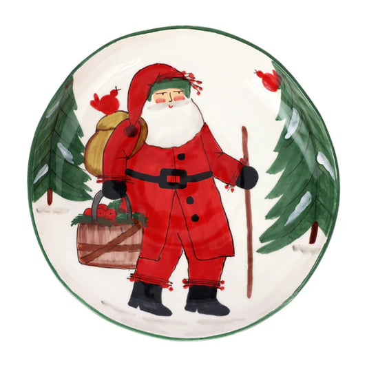 Vietri - Old St. Nick with Apple Basket - Shallow Bowl