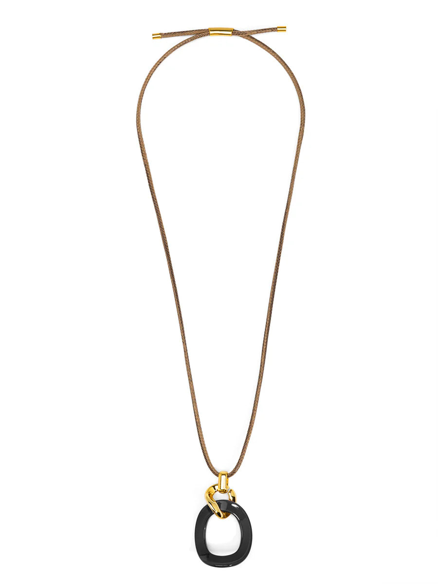 Necklace - Curved Oval Pendant Long - Findlay Rowe Designs