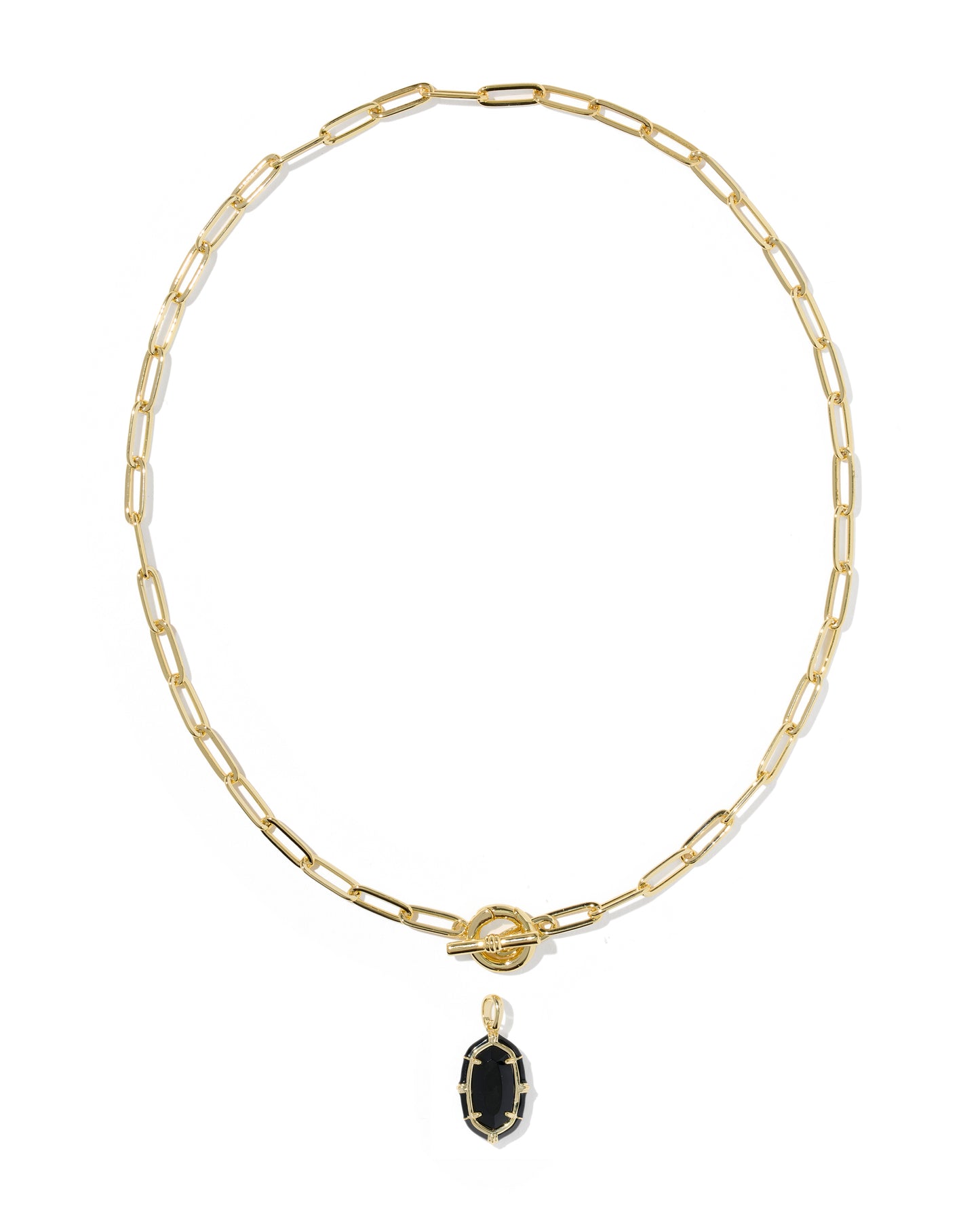 Kendra Scott - Necklace -   Elisa Gold Enamel Link and Chain - Black Agate - Findlay Rowe Designs