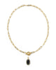 Kendra Scott - Necklace -   Elisa Gold Enamel Link and Chain - Black Agate - Findlay Rowe Designs