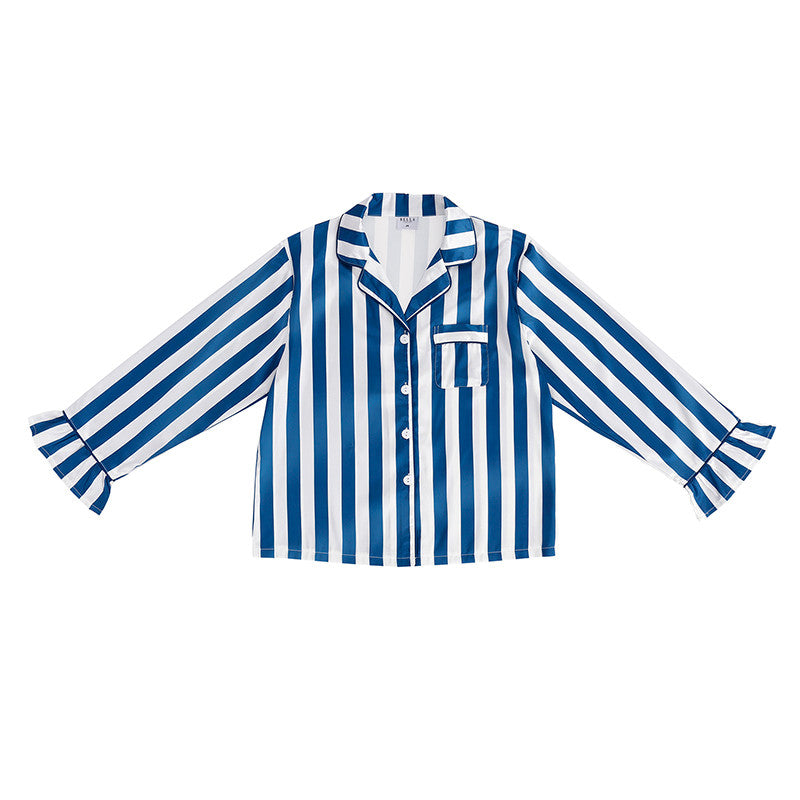 Bella - PJ Set - White Blue Cabana Stripe - Findlay Rowe Designs